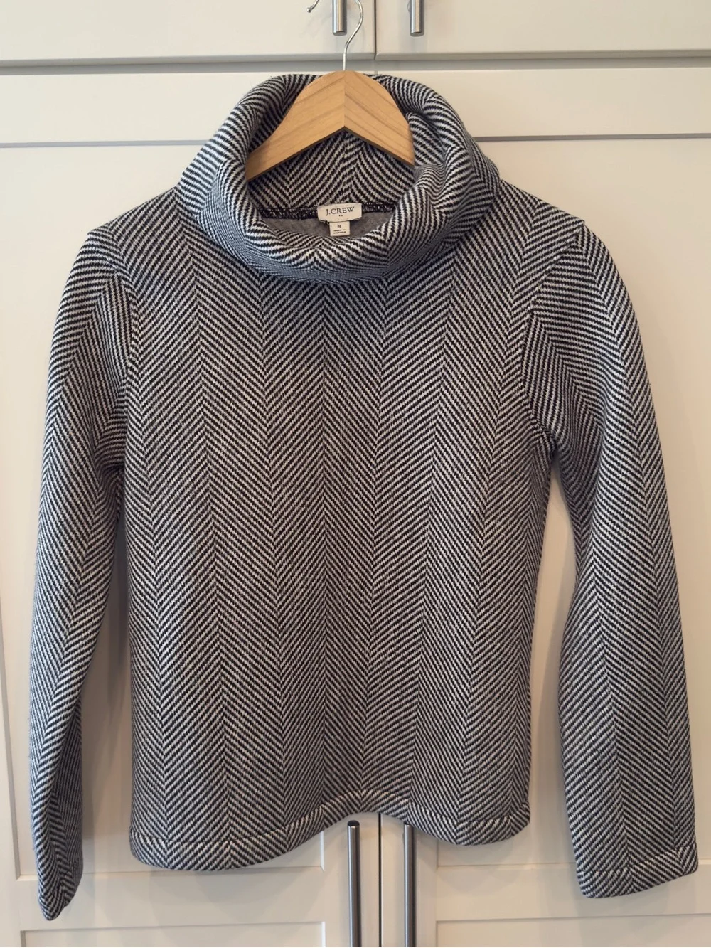 J.Crew Factory Herringbone Fleece-Lined Funnelneck Pullover Sweater Size S